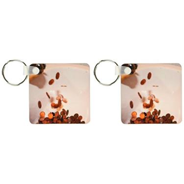 Imagem de 3dRose Uma pia de cozinha de porcelana branca com moedas de cobre que parecem estar saindo da torneira, conjunto de 2 (kc_50515_1)