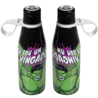 Imagem de Kit 2 Garrafinhas Hulk com tampa Abre Fácil 530ml Plasútil, Garrafinha
