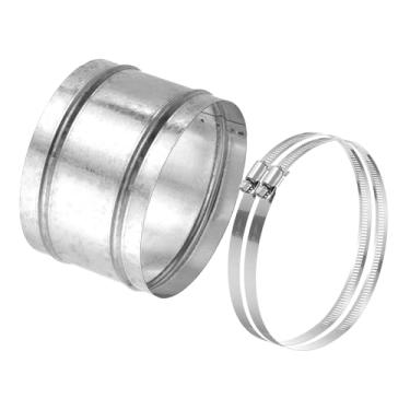 Imagem de PATIKIL Conector de duto de 15 cm, 1 conjunto de acoplamento de duto de ferro galvanizado acoplador de ventilação secador conector de extensão de mangueira de acoplamento de tubo com braçadeiras de