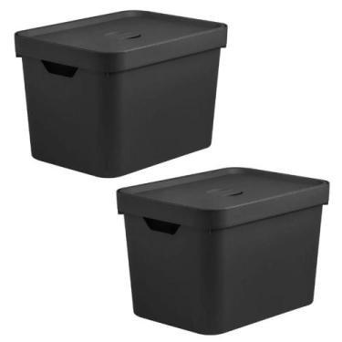 Imagem de Kit 2 Caixas Organizadora 18L OU 24,5x27x36cm Cube Preta