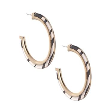 Imagem de Brincos de argola de acrílico e metal boêmio para mulheres - Brincos de argola de resina lucita de acetato - lindas cores - 50 mm de diâmetro - banhado a ouro 14K - leve - caixa de presente incluída,