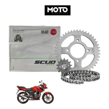 Imagem de Kit Relação Dafra Apache 150 Aço 1045 Transmissão 181 - Scud