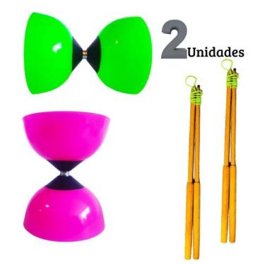Imagem de Diabolô Profissional Com Par De Baqueta De Plástico Kit Com 2 Malabare