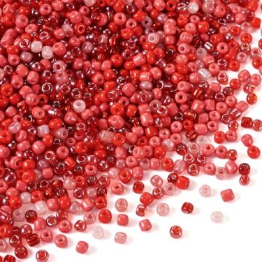 Imagem de Spritewelry 100 g 6/0 4 mm contas de semente de vidro vermelho cilíndricas pequenas contas multicoloridas contas de pônei mini espaçador contas soltas para artesanato de Natal, dia dos namorados,