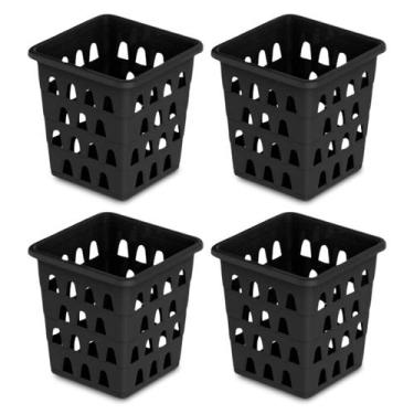 Imagem de Kit 4 Cesto Organizador Quadrado Alto Multiuso 10,5 x 10,5 Branco Pret