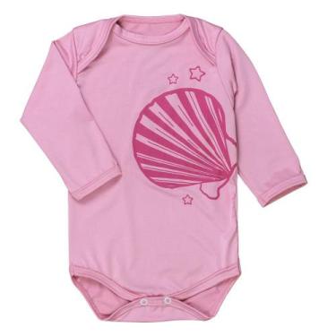 Imagem de Body de Bebê Proteção Uv50+ Manga Longa Concha Rosa Claro - Era Uma Ve