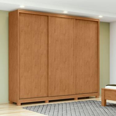Imagem de Guarda-roupa 3 Portas 4 Gavetas 100% Mdf com Pés Forma Marrom/Bege