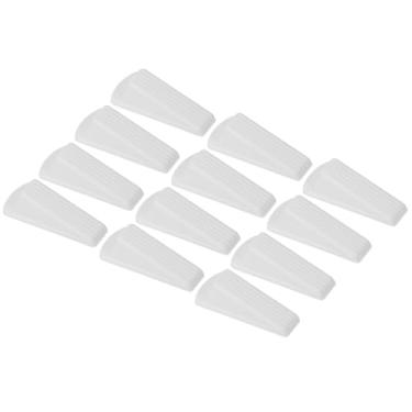 Imagem de PATIKIL Batentes de porta para parte inferior da porta, pacote com 12 cunha de borracha empilhável resistente para azulejo tapete de concreto madeira resistente, branco