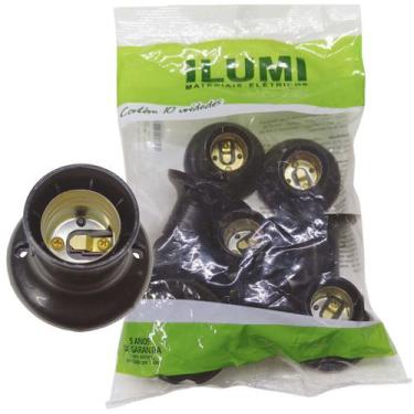 Imagem de Kit 10x Soquete Fixo Porta Lâmpada 150w Plafon Plafonier E27 Preto - I