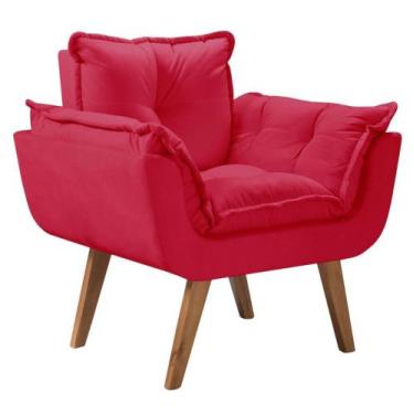 Imagem de Poltrona Decorativa Perola com Pés Madeira Suede Vermelho - D Salla, V
