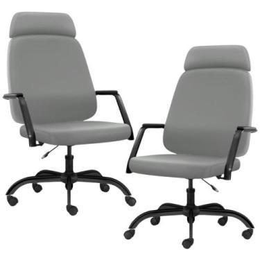 Imagem de Kit 02 Cadeiras de Escritório Giratória com Apoio de Cabeça Hub F02 Si