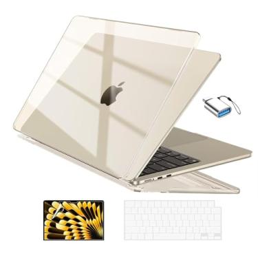 Imagem de EooCoo Compatível com MacBook Air 13 polegadas 2025 2024-2022 M4 M3 M2 modelo A3240 A3113 A2681, Mac Air 34.5 cm capa rígida transparente e capa de teclado e película de tela e Type-C, Crystal