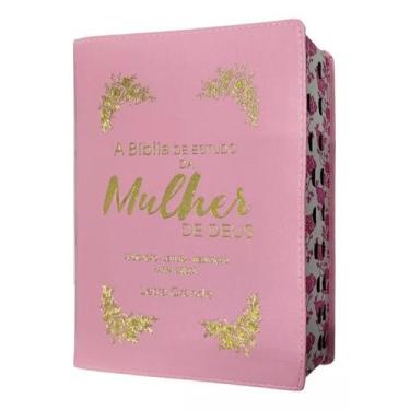 Imagem de Bíblia de estudo da mulher de deus  letra grande  com harpa e índice  