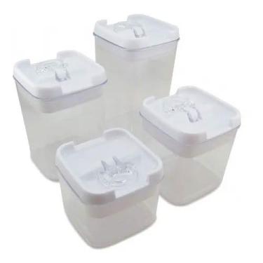 Imagem de Conjunto de Potes Herméticos Easy Lock, 4 Peças, 280ml, 400ml, 600ml e 800ml, Transparente
