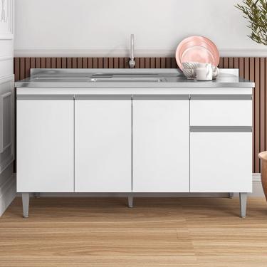 Imagem de Balcão de Pia Tatiane 150cm Branco AJL Móveis