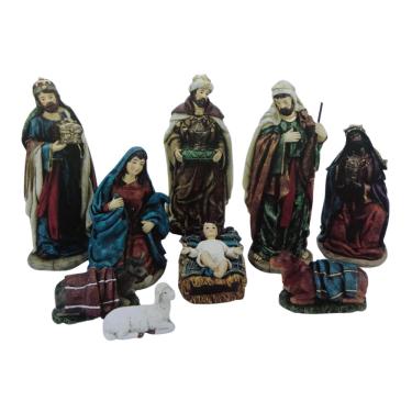 Imagem de Presépio Natalino Resina 9 Peças Enfeite Decorativo.