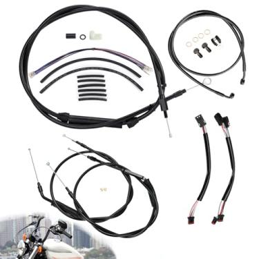 Imagem de TIGERSGATE Kit de cabos Sportster de 35,56 cm para cabide macaco estendido CAN-Bus/fios de seta/embreagem/cabos do acelerador/linha de freio para Harley 2014-2021 não ABS ferro XL XLH 883 1200 50