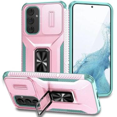 Imagem de Capa de telefone à prova de choque Armor para Samsung Galaxy A15 A05S A25 A35 A55 A54 A34 A14 5G Slide Push Window Proteção de lente Capa traseira, rosa, cinza verde, para A35 5G