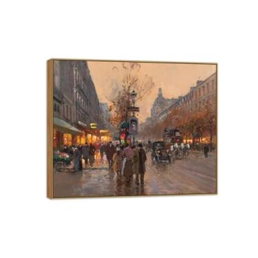 Imagem de Edouard Cortes Pictures-Famous Canvas Prints-Moldura de madeira Pintura de parede para sala de estar quarto decoração de casa (Boulevard 3) 20x25cm-8x10in