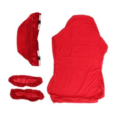 Imagem de ＫＬＫＣＭＳ Capas de cadeira de jogos, protetor, respirável esticável com capas de apoio de braço/tampa traseira/assento, cadeira de computador macio cadeira, Vermelho