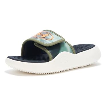 Imagem de Under Armour Sandália masculina Ignite Pro 8 Graphic Slide, (390) Marine Od Green) City Khaki/Blaze Orange, 16