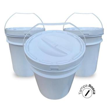 Imagem de Balde Para Vaselina 20 Litros E Tampa Rosca - Kit 11 Pçs - Nastripack