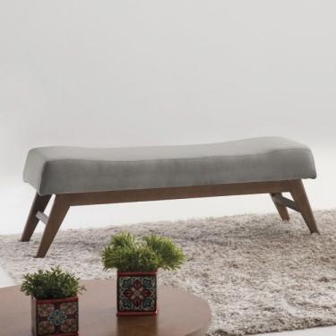 Imagem de Puff Para Quarto 140cm Linho Requadro Horus Sofani Cinza/imbuia