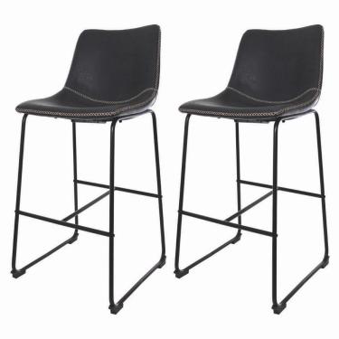 Imagem de Kit 2 Banquetas Estofadas c/encosto p/Cozinha Brusque preto