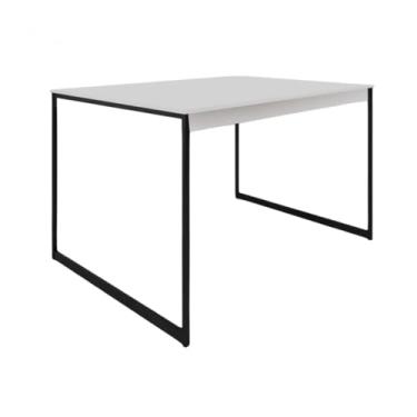 Imagem de Mesa de Jantar Industrial 6 Lugares MDF 120cm, Ideal para Cozinha e Sala Compacta(Branca Metalon 30x30mm)