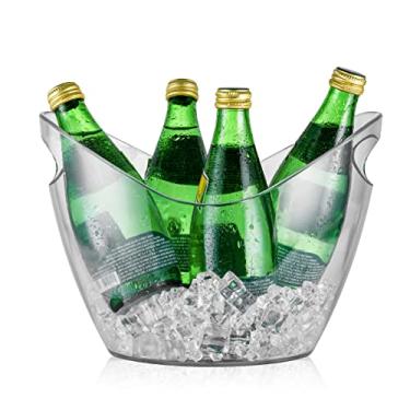 Imagem de Baldes de gelo acrílico transparente 8 litros banheira de plástico para festas e bebidas perfeito para vinho champanhe ou garrafas de cerveja (2 peças, 8 litros)