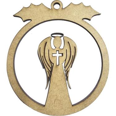 Imagem de 10 Enfeite Natal 9x8cm Anjo Anjinho Cruz Crucifixo Pendurar - Lapidare