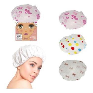 Imagem de Touca Banho Estampada 27cm Plástico Impermeavel Cabelo - Art Beauty