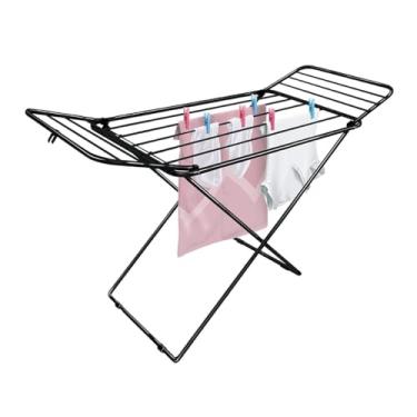 Imagem de Varal de Chão Retrátil Aço Branco Com Duas Abas Suporta Até 13kg Resistente Lavanderia(Preto)