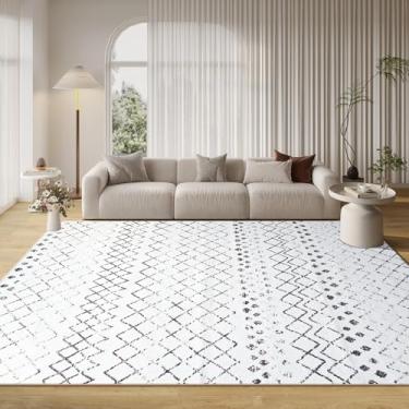 Imagem de Artnice Tapetes de área grande 20 x 25 cm para sala de estar, tapete lavável boêmio, antiderrapante, moderno, geométrico, neutro, tapetes macios para quarto, escritório, decoração de casa, cinza