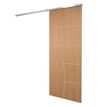 Imagem de Porta De Correr P- Verniz Frisada Kit Alumínio F07 - 210x100