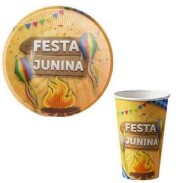 Imagem de Kit 10 Convidados Pratos Copos Papel Festa Junina Decoração - Udlandia