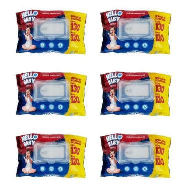 Imagem de Kit 6 Toalha Umedecidas Descartáveis Bebê Lenço HELLO BABY Com 130 Uni