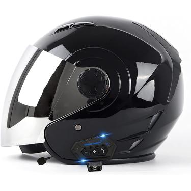 Imagem de Capacete De Motocicleta De Rosto Aberto Com Viseira Solar Flip Down Banhada A Prata Capacete De Motocicleta A Jato De Motocicleta Aprovado Pela Dot/Ece Com Microfone Bluetooth Al, E, L=59~60cm