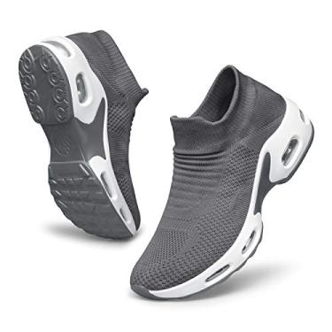 Imagem de Tênis de corrida feminino Raoendis – tênis de caminhada com amortecimento de ar, Dark Grey, 5.5