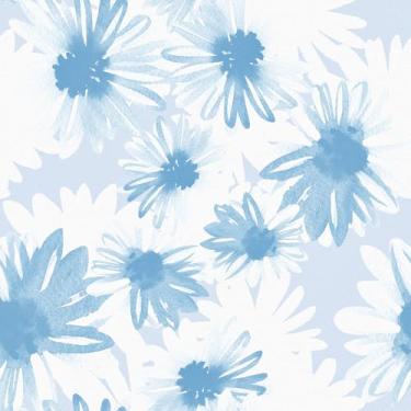 Imagem de Skyblur Papel de parede floral azul e branco descascar e colar moderno boho papel de contato para armários gavetas margarida papel de parede autoadesivo banheiro quarto rolo de vinil removível 43 cm ×