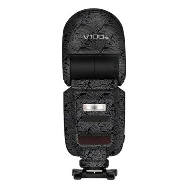 Imagem de Película protetora de flash para câmera Godox V100 Body Vinly Wrap Skin Premium Adesivo de fotografia V100 (Onda preta)