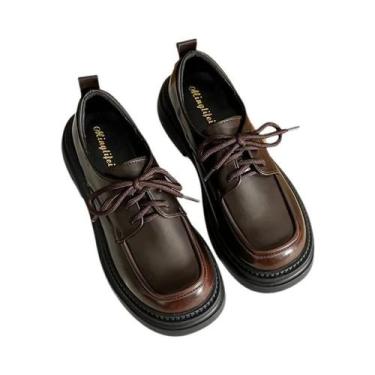 Imagem de Sapatos Oxford Pretos Femininos Primavera Outono Moda Versátil Mocassi