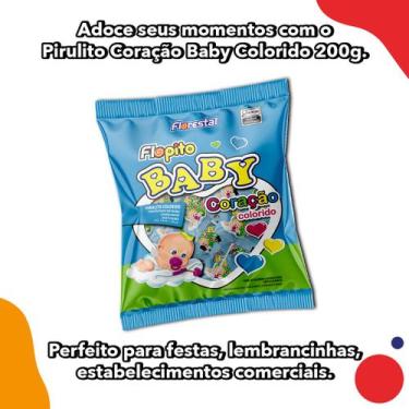 Imagem de Pirulito Coração Flopito Baby Colorido sabor Frutas Pacote de 200g com