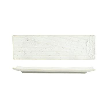 Imagem de Prato de sushi longo de cerâmica resistente a altas temperaturas simples e requintado nórdico para uso doméstico - branco gergelim
