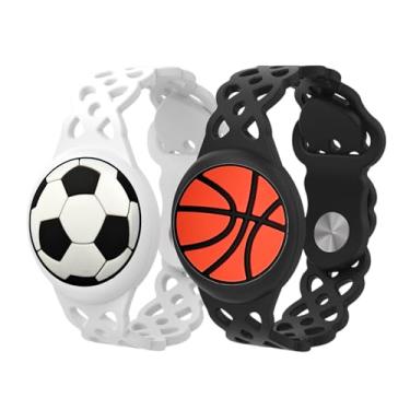 Imagem de Suporte de relógio à prova d'água compatível com Airtag, pulseira de silicone ajustável de desenho fofo compatível com Air Tag, pacote com 2 (C)