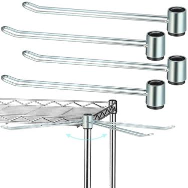 Imagem de MorningRo 4 peças de ganchos de prateleira de arame, acessórios de prateleira, cabide de aço cromado com uma tampa de borracha para pendurar panelas e roupas de cozinha (prata)