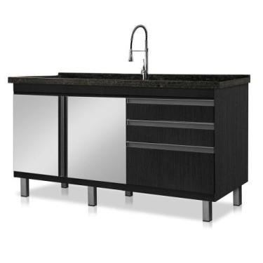 Imagem de Gabinete de Cozinha Espelhado Vitória para Pia de 1,44 m - Boatto Móve