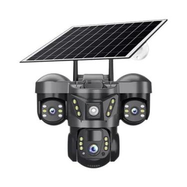 Imagem de Câmera IP Solar De Três Lentes 15MP 4G Wifi Externa PTZ Visão Noturna 