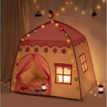 Imagem de Barraca Infantil Menina Rosa Flor Com Luz Cabana Menino Azul foguete -