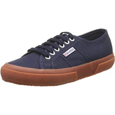 Imagem de Superga Tênis clássico unissex 2750 Cotu, Goma branca azul-marinho, 5 Women/3.5 Men